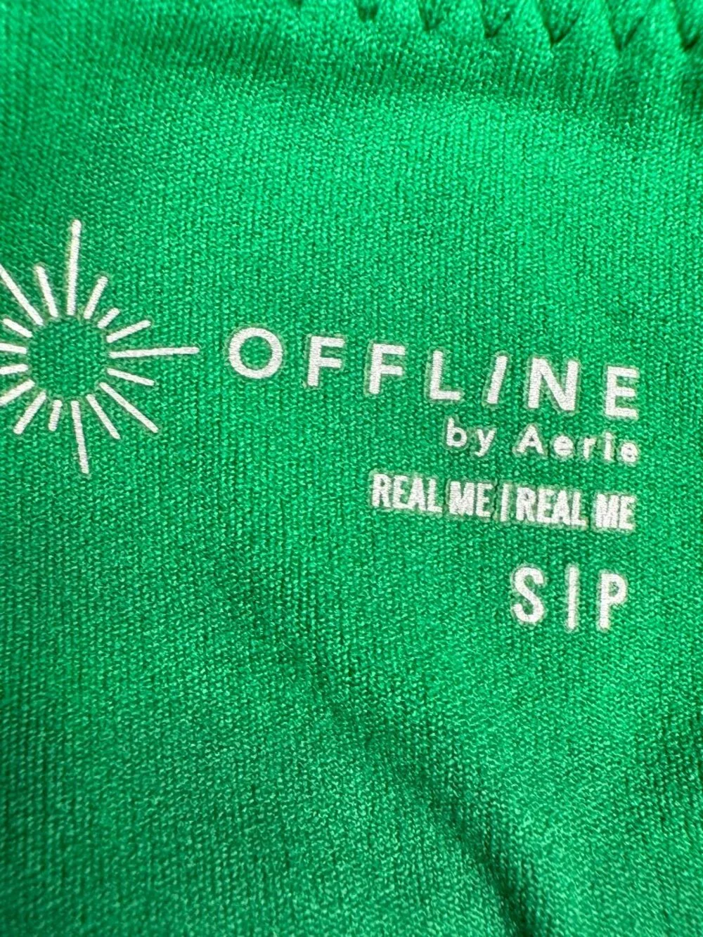 OFFLINE by Aerie Real Me Stretchable Fabric Long Sleeve Keyhole Crop Top Green S